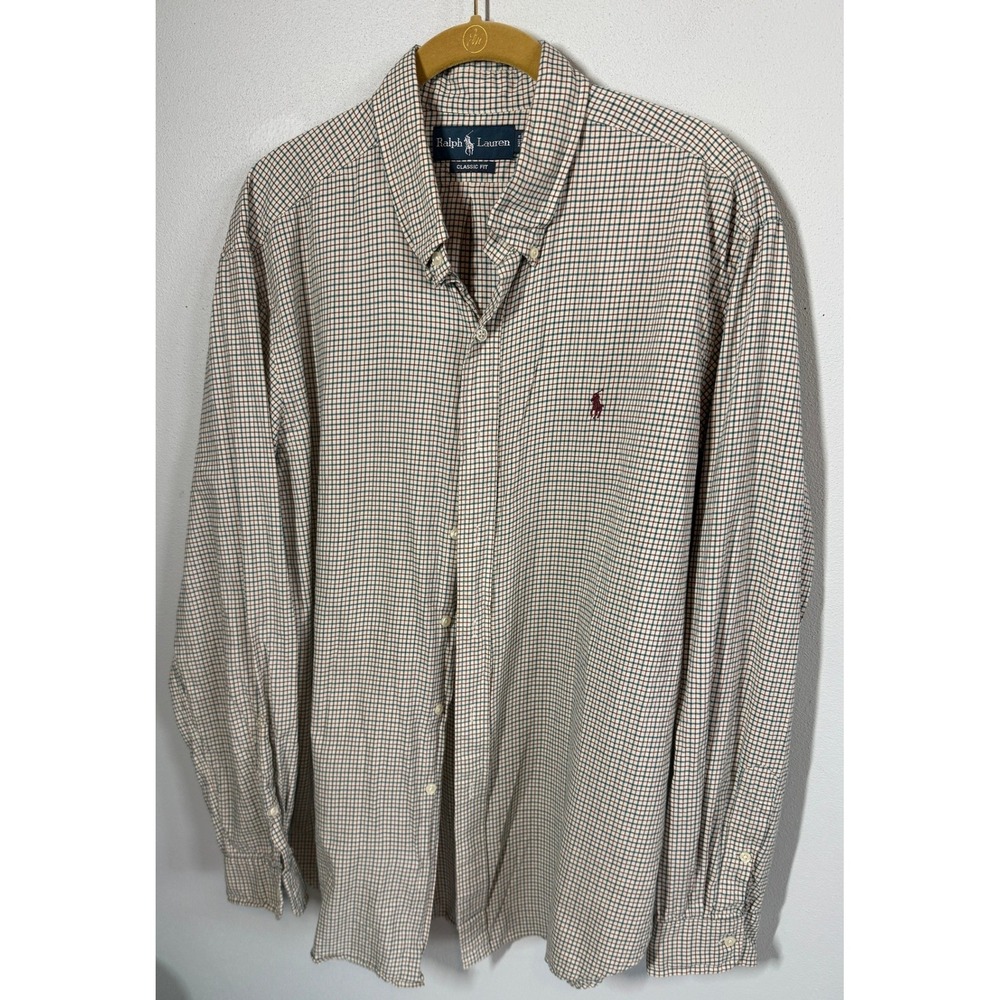 Ralph Lauren Mens Button Down XL Multicolor Plaid Classic Fit Business Casual